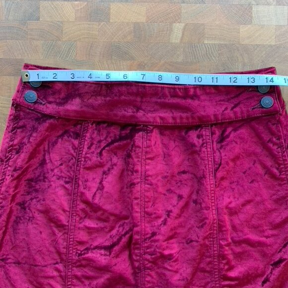 Free People Retro Velvet Mini Skirt - Red Wine 29 - Picture 4 of 5